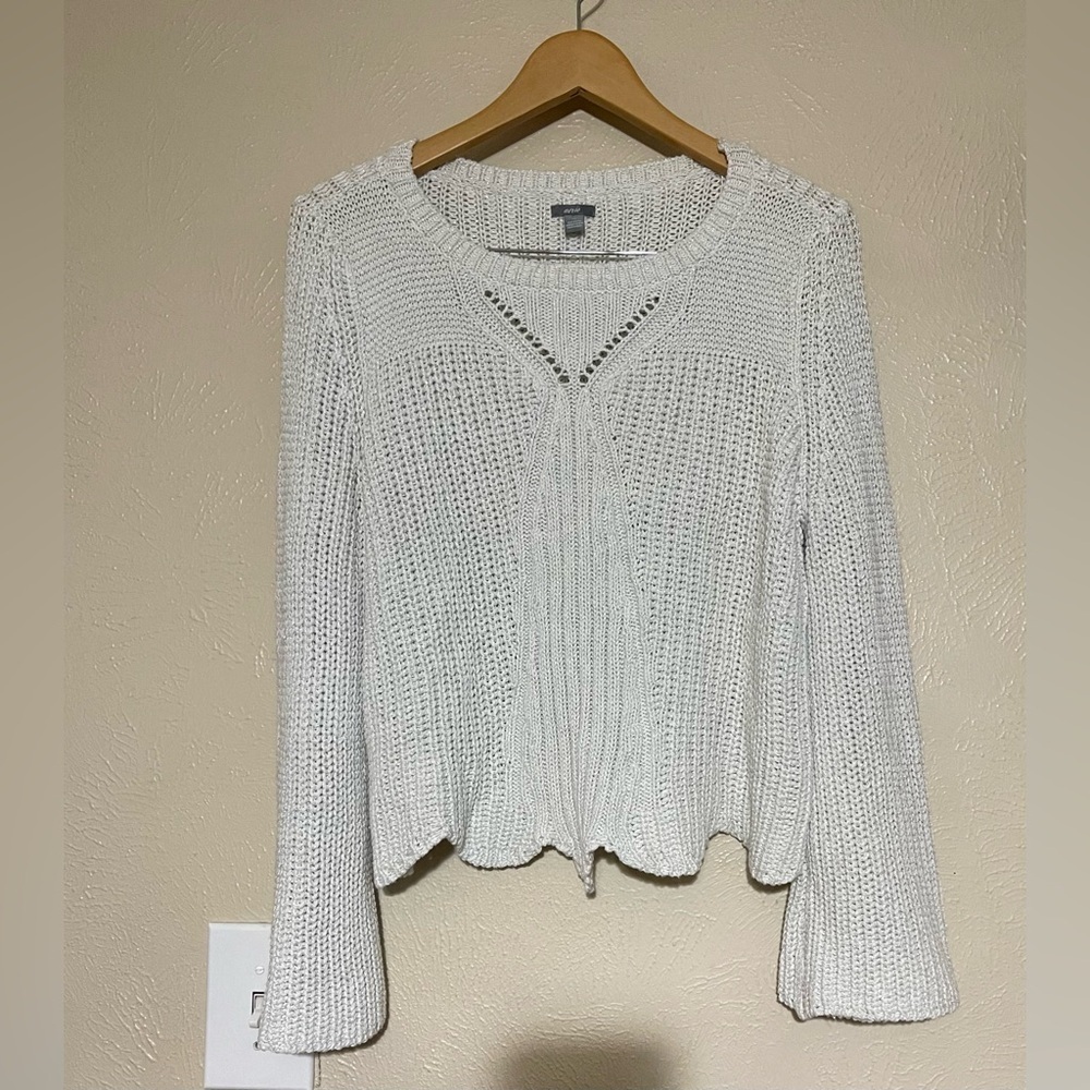 AERIE Cable Knit Gray shimmer Sweater Large